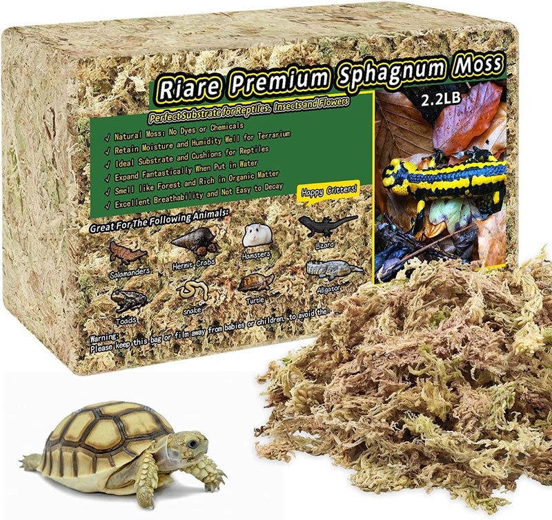 Riare 2.2LB Natural Sphagnum Moss for Reptiles- 50QT Reptile Substrate Moss for Terrarium, Frogs Snake Bedding for Leopard Gecko Turtle Anoles Salamanders Ball Python Snake - Image 1